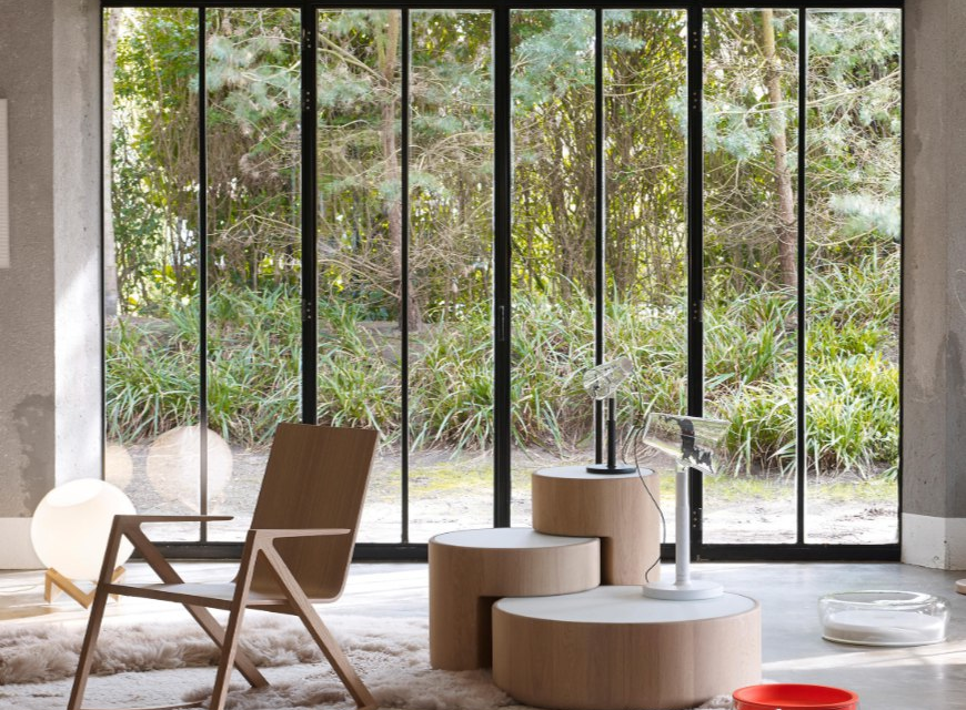 Tables basses LEVELS PERUSE design en bois et verre marque Peruse salon