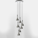 cache-piton de FOSCARINI Ce cache-piton de FOSCARINI ou cette rosace multiple en blanc métal laqué permet de créer des compositions multiples en reliant jusqu’à 6 suspensions.